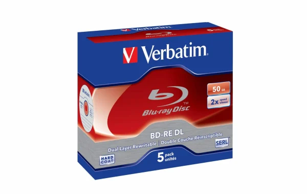 soldes pas cher VERBATIM BD-RE 50 GB, Boîte à Bijoux (5 Pièce/s) – Disques 1
