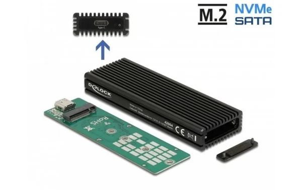 outlet DeLock Boîtier Externe 42004 USB 3.1 Gen.2 Typ-C – M.2 SATA/NVMe – Disques Durs Externes 3