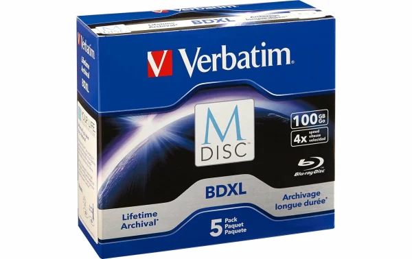 excellente qualité VERBATIM BD-R M-Disc 100 GB, Boîte à Bijoux (5 Pièce/s) – Disques 1