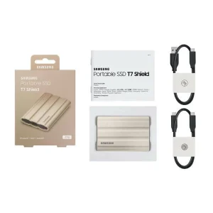 fashion pas cher Samsung Portable SSD T7 Shield 2TB Beige – MU-PE2T0K/EU – SSD (Solid State Disks) 7