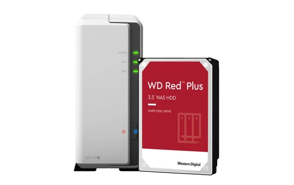 solde en ligne Synology NAS DiskStation DS120j 1-bay WD Red Plus 1 TB – NAS 1