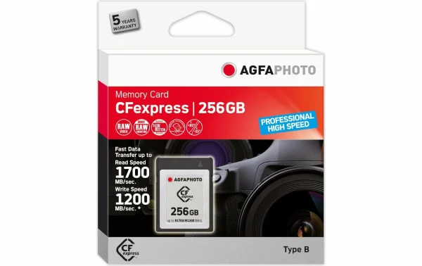 De Qualité Agfaphoto Carte CFexpress Professional 256 GB – Cartes Mémoire 1