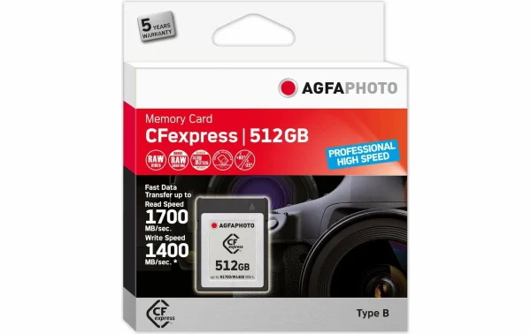 prix abordable Agfaphoto Carte CFexpress Professional 512 GB – Cartes Mémoire 1