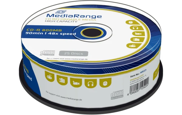 luxe soldes MediaRange CD-R 0.8 GB, Tour (25 Pièce/s) – Médias CD 1