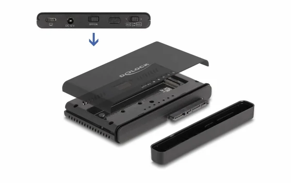 DeLock Convertisseur USB-C Pour 1x M.2 NVMe SSD +1x SATA SSD/HDD – Accessoires Supports De Mémoire boutique en ligne france 1