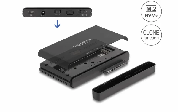DeLock Convertisseur USB-C Pour 1x M.2 NVMe SSD +1x SATA SSD/HDD – Accessoires Supports De Mémoire boutique en ligne france 3