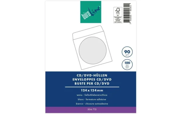 Büroline Housse CD / DVD Blanc, 100 Pièces – Conservation REMISE allant 1